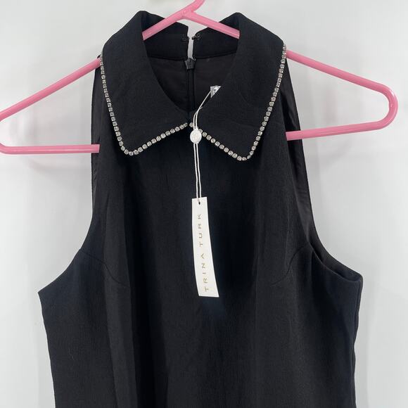 TRINA TURK Tunic / Dress Size Extra Small Mini Black Rhinestone Festive NWT - Picture 6 of 13
